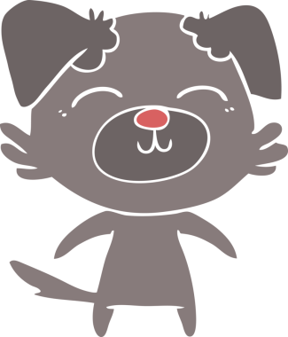 Bir insan tarafından çizilmiş düz renkli çizgi film köpeği.