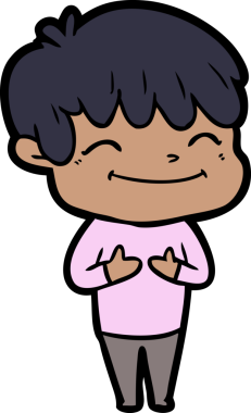 Bir insan tarafından çizilmiş mutlu çocuk çizgi filmi.