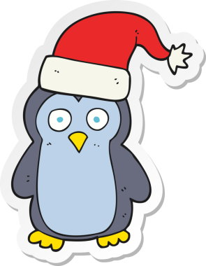 Bir insan tarafından çizilmiş karikatür pengueni çıkartması.