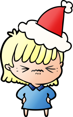 Bir insan tarafından çizilmiş Noel Baba şapkası giymiş bir kızın gradyan çizimi.