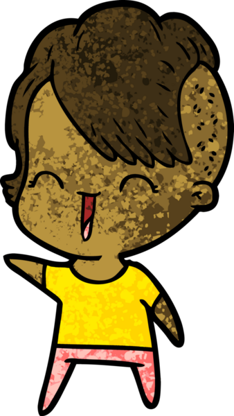 Bir insan tarafından çizilmiş mutlu hippi kız çizgi filmi.