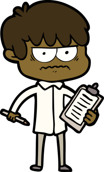 Bir insan tarafından çizilmiş sinirli çizgi film çocuğu.