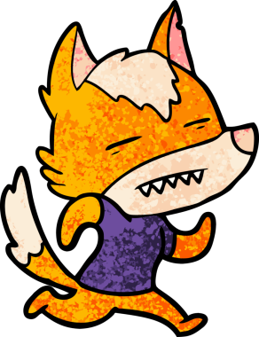 Bir insan tarafından çizilmiş tilki çizgi film karakteri