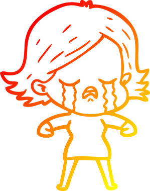 Bir insan tarafından çizilmiş ağlayan çizgi film kızı çizimi.