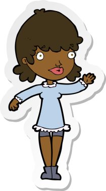 Bir insan tarafından çizilmiş bir karikatür kadının çıkartması.