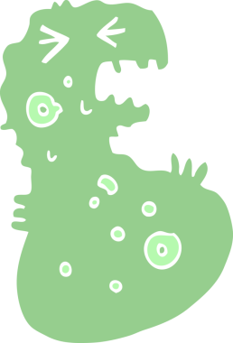 Bir insan tarafından çizilmiş düz renkli karikatür mikrobu