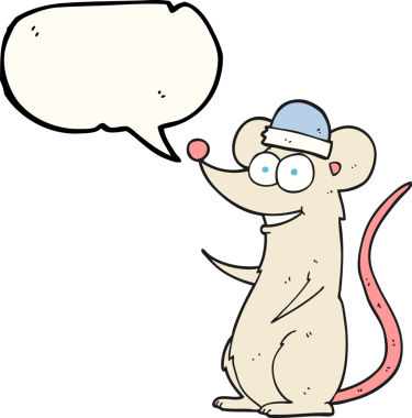 Bir insan tarafından çizilmiş serbest konuşma balonu çizgi filmi mutlu fare