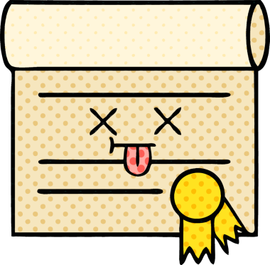 bir insan tarafından çizilmiş bir sertifikanın çizgi roman tarzı