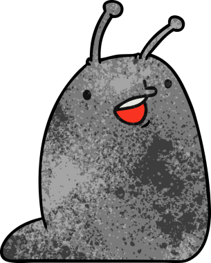 Bir insan tarafından çizilmiş kawaii sümüklü böceğinin desenli çizimi