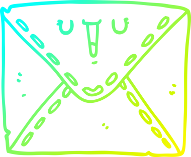 Bir insanın çizdiği karikatür zarfının soğuk gradyan çizgisi.