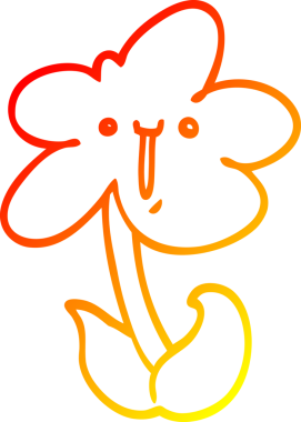 Bir insan tarafından çizilmiş karikatür çiçeğinin sıcak çizgi çizimi