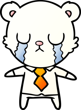 Bir insan tarafından çizilmiş üzgün küçük kutup ayısı çizgi filmi.