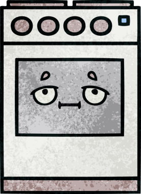 Bir insan tarafından çizilmiş mutfak fırınının retro grunge deseni.