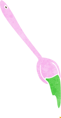 Bir insan tarafından çizilmiş bir kaşık.