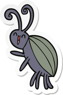 Bir insan tarafından çizilmiş mutlu böceğin çıkartması.