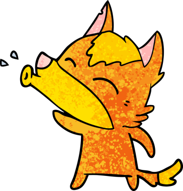 Bir insan tarafından çizilmiş tilki çizgi film karakteri