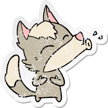 Bir insan tarafından çizilmiş uluyan kurt çizgi filminin sıkıntılı çıkartması.