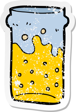 Bir insan tarafından çizilmiş bira karikatürünün gerilimli yapıştırması.