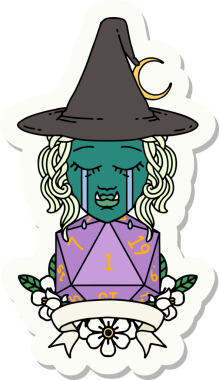 Ağlayan yarı ork bir cadının çıkartması. Bir insan tarafından çizilmiş doğal bir rulo.