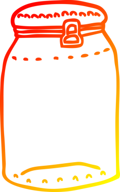 Bir insan tarafından çizilmiş karikatür cam kavanozunun sıcak çizgi çizimi