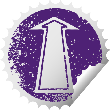 sıkıntılı dairesel soyma etiketi bir insan tarafından çizilmiş tuhaf sembol oku