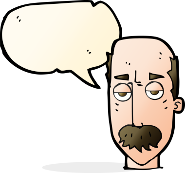 Bir insan tarafından çizilmiş bir konuşma balonuyla sıkılmış yaşlı bir adam.