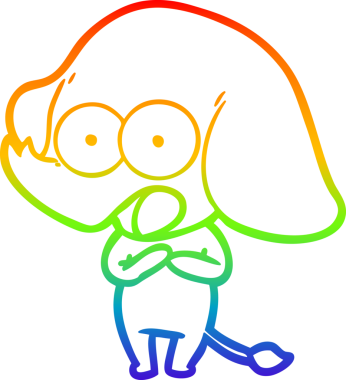 Gökkuşağı gradyan çizgisi bir insan tarafından çizilmiş şirin bir fil çizimi