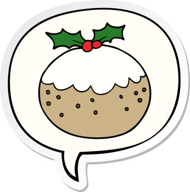 Bir insan tarafından çizilmiş konuşma balonu etiketli bir noel pudingi.