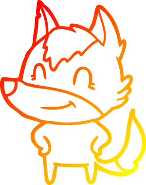 Bir insan tarafından çizilmiş dost canlısı bir kurt çizgi çizimi.