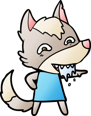 Bir insan tarafından çizilmiş aç kurt çizgi filmi.