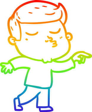 Gökkuşağı gradyan çizgi çizimi Bir insan tarafından çizilen çizgi film modeli adam