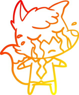 Bir insan tarafından çizilmiş ağlayan bir tilki çizgi filminin sıcak çizgi çizimi