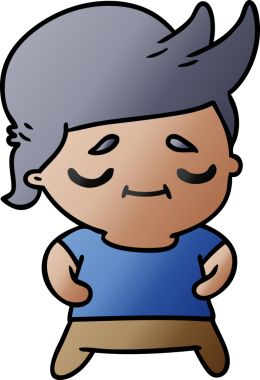 Kawaii 'nin gradyan çizimi. Bir insan tarafından çizilmiş sevimli gri saçlı adam.