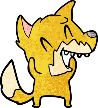 Bir insan tarafından çizilmiş gülen tilki çizgi filmi.