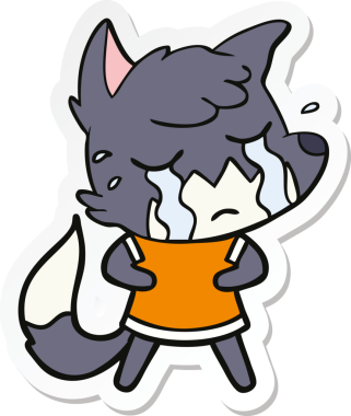 Bir insan tarafından çizilmiş ağlayan tilki çizgi filminin çıkartması.