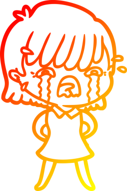 Bir insan tarafından çizilmiş ağlayan çizgi film kızı çizimi.