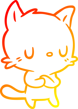 Bir insan tarafından çizilmiş sevimli bir çizgi film kedisinin sıcak çizgi çizgisi.