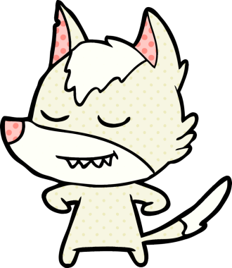 Bir insan tarafından çizilmiş dost canlısı bir kurt.