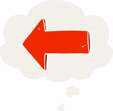 Düşünce baloncuğu olan çizgi film oku bir insan tarafından çizilmiş.