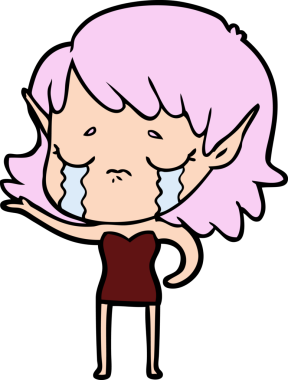 Bir insan tarafından çizilmiş ağlayan elf kızı.