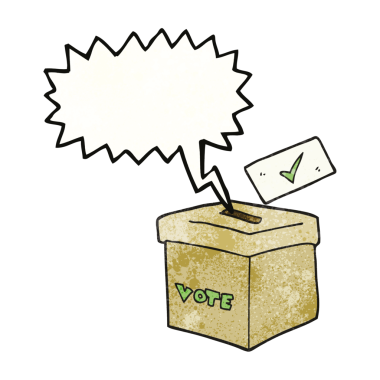 Serbest konuşma balonu bir insan tarafından çizilmiş karikatür oy sandığı