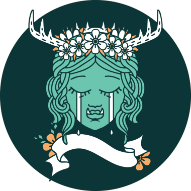 Ağlayan Ork Druid karakterinin bir insan tarafından çizilmiş simgesi