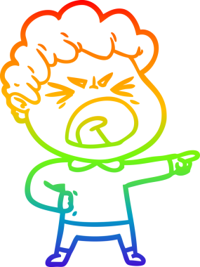 Bir insan tarafından çizilmiş öfkeli bir adamın çizdiği gökkuşağı gradyan çizgisi.