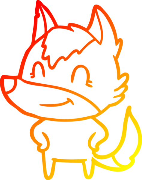 Bir insan tarafından çizilmiş dost canlısı bir kurt çizgi çizimi.