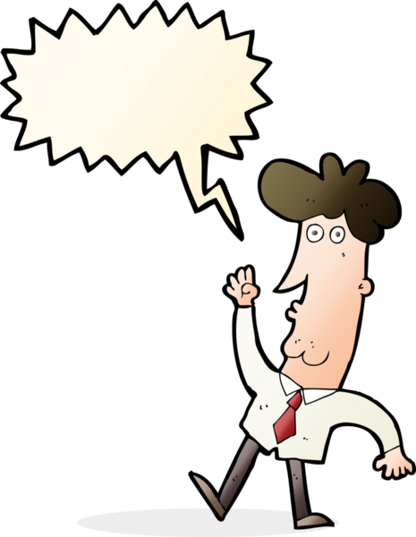 Bir insan tarafından çizilmiş konuşma balonu olan bir ofis adamı.