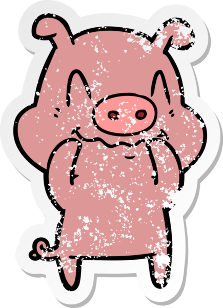 Bir insan tarafından çizilmiş sinirli bir domuzun sıkıntılı çıkartması.