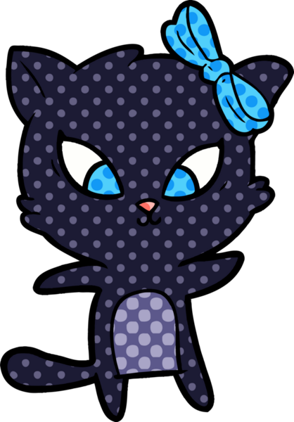 Bir insan tarafından çizilmiş çizgi film kedisi.