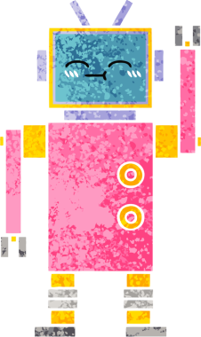 Bir insan tarafından çizilmiş bir robotun retro çizim tarzı karikatürü