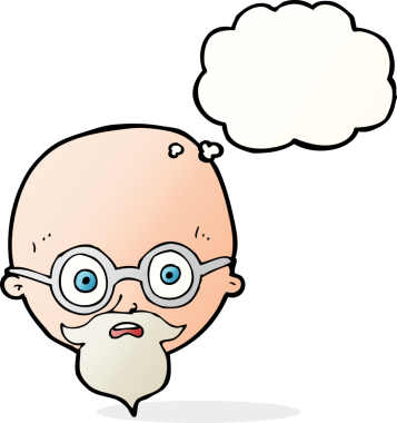 Bir insan tarafından çizilmiş düşünce balonlu sakallı bir adam.