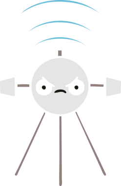 Bir insan tarafından çizilmiş düz renkli bir uydu karikatürü